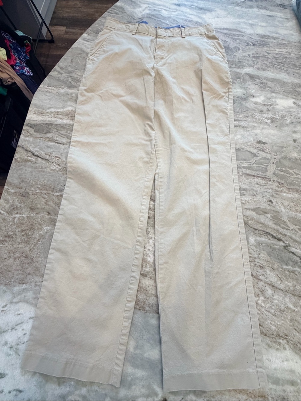 IZOD Women’s Size 28 Stone Cotton Linen Blend Straight Leg Chino Pants